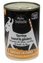 Terrine boeuf et gesiers petite balade petfood chien