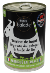 Terrine boeuf et gesiers légumes du potager petite balade petfood chien