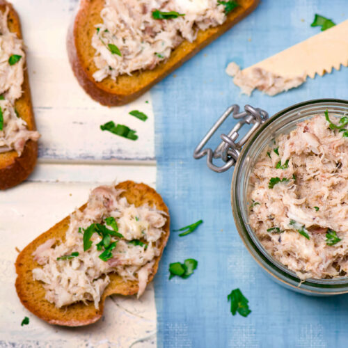 a mackerel paste on toasts from fried bread